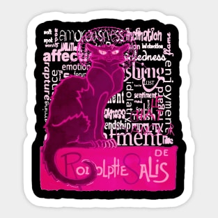 Le Chat D'Amour In Pink With Words of Love Sticker